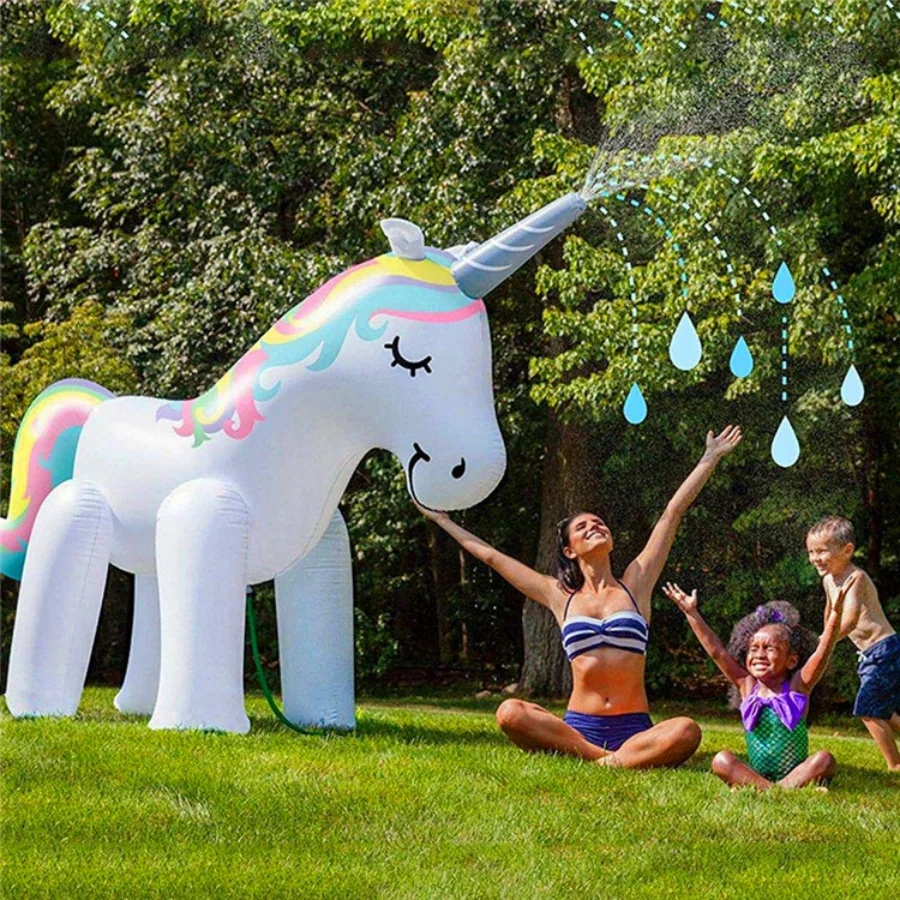 160cm Giant Inflatable Unicorn Water Spray Pool Toys Swimming Float Outdoor Fountain Beach Party Kids Summer Toys