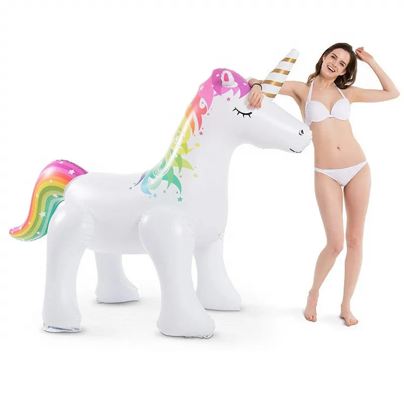 160cm Giant Inflatable Unicorn Water Spray Pool Toys Swimming Float Outdoor Fountain Beach Party Kids Summer Toys