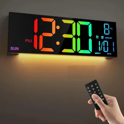 16.2” Large Digital Wall Clock with Remote Control Big LED/Dual Alarm/8 RGB Colors Digital Alarm Clock Electronic Watch 16.2” Large Digital Wall Clock with Remote Control Big LED/Dual Alarm/8 RGB Colors Digital Alarm Clock Electronic Watch