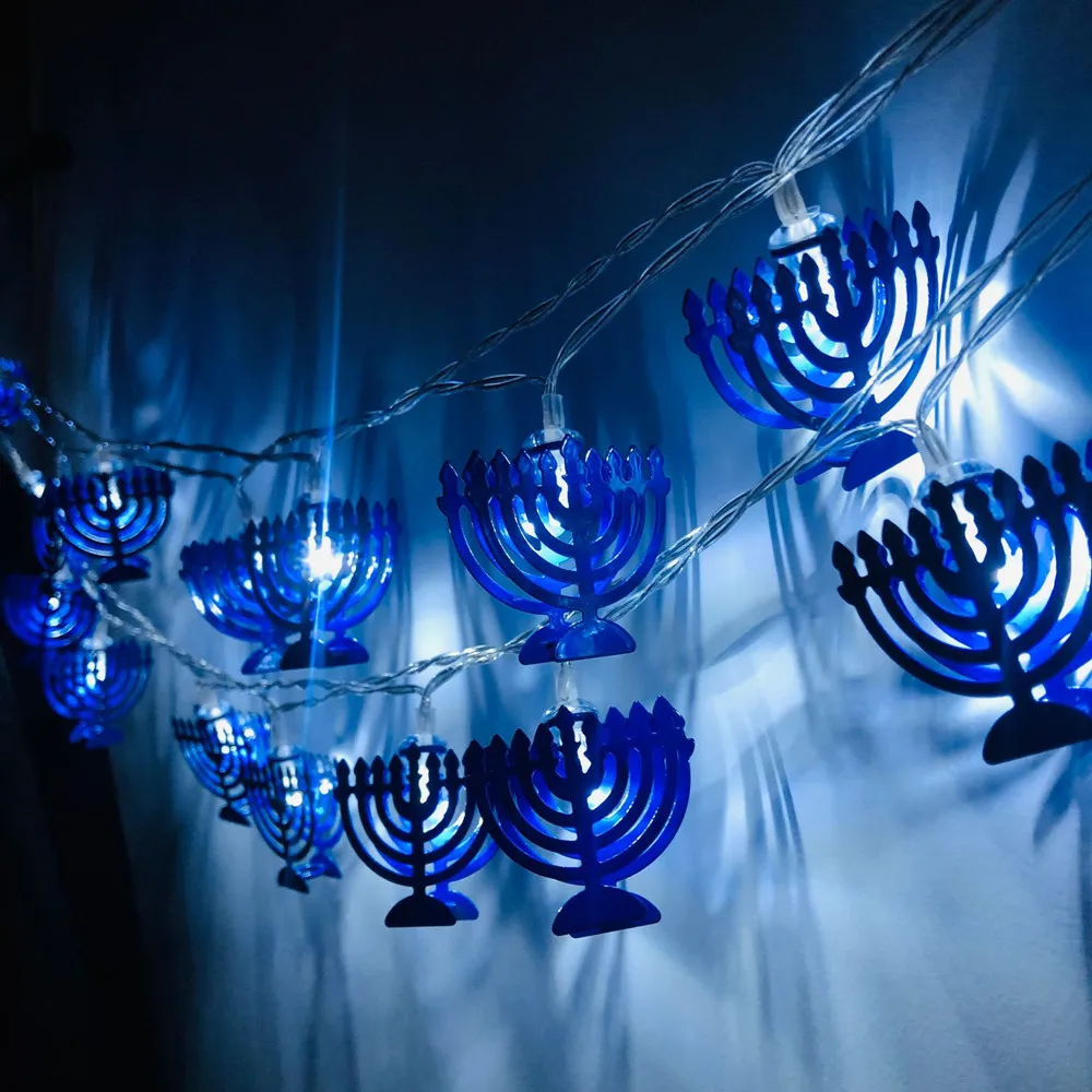 1.65m 10LEDs Judaism Mogen David Star Lights String Hanukkah Shavuot Jewish the Feast of the Dedication Menorah Party