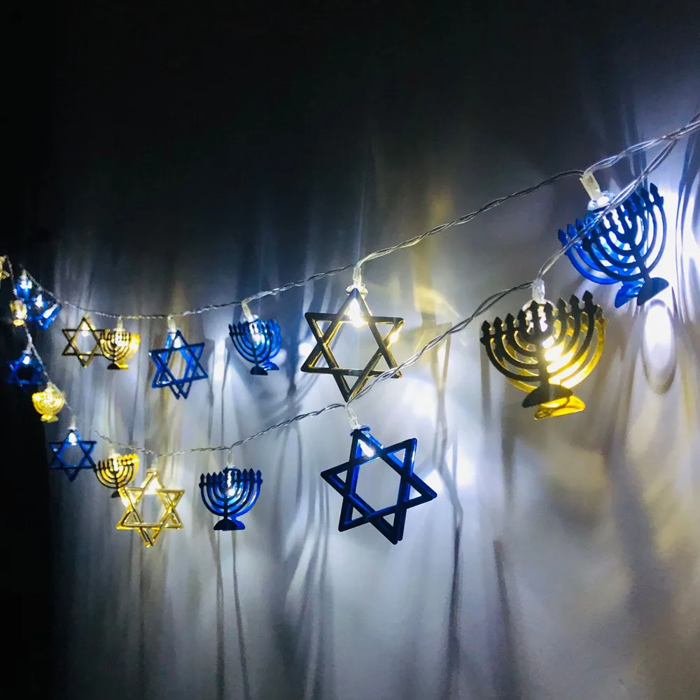 1.65m 10LEDs Judaism Mogen David Star Lights String Hanukkah Shavuot Jewish the Feast of the Dedication Menorah Party
