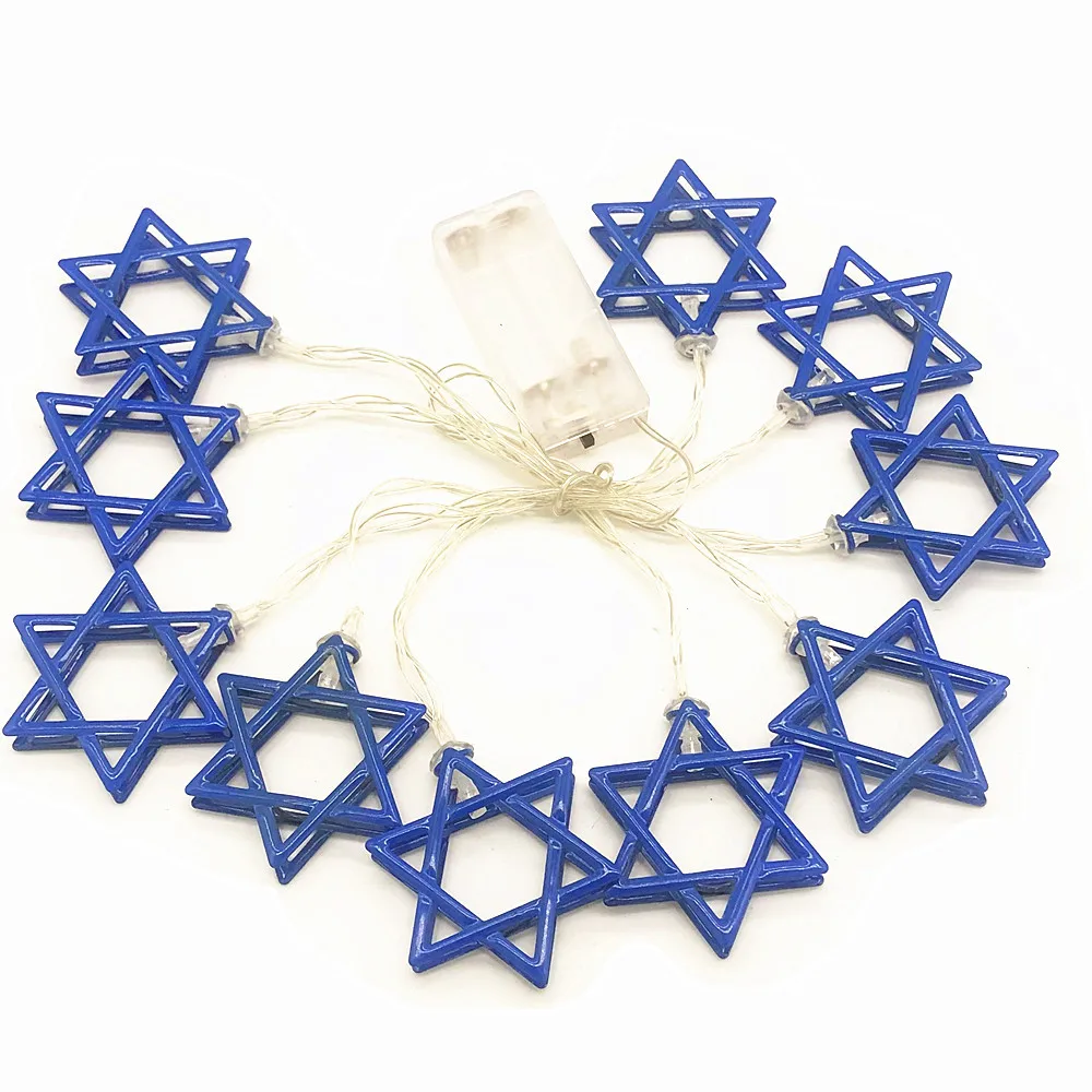 1.65m 10LEDs Judaism Mogen David Star Lights String Hanukkah Shavuot Jewish the Feast of the Dedication Menorah Party