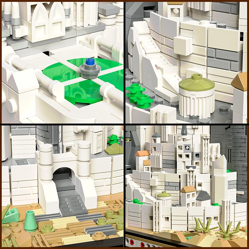 1680pcs The Rings Minas White City Tirith Street View Assembly Model Building Block Movie Scene Architecture Puzzle