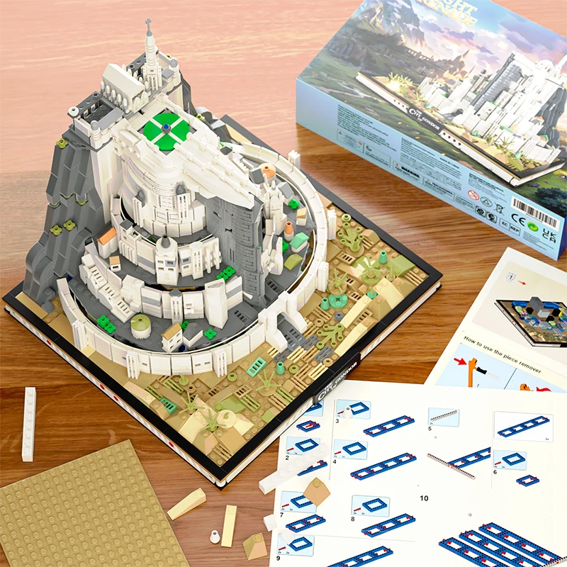 1680pcs The Rings Minas White City Tirith Street View Assembly Model Building Block Movie Scene Architecture Puzzle