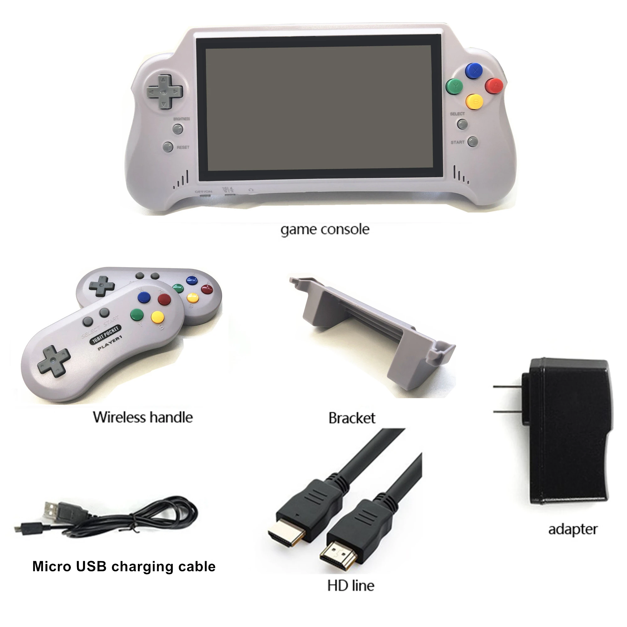 16BIT HD ULTRA SNES POCKET RETROAD 5PLUS Video Game Console Handheld Player 7inch Big Screem 2.4G Wireless Controllers 16BIT HD ULTRA SNES POCKET RETROAD 5PLUS Video Game Console Handheld Player 7inch Big Screem 2.4G Wireless Controllers