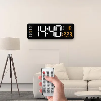 16inch Wall Mounted Digital Wall Clock Remote Control Temp Date Week Display Power Off Memory Table Clock Dual Alarms 16inch Wall Mounted Digital Wall Clock Remote Control Temp Date Week Display Power Off Memory Table Clock Dual Alarms