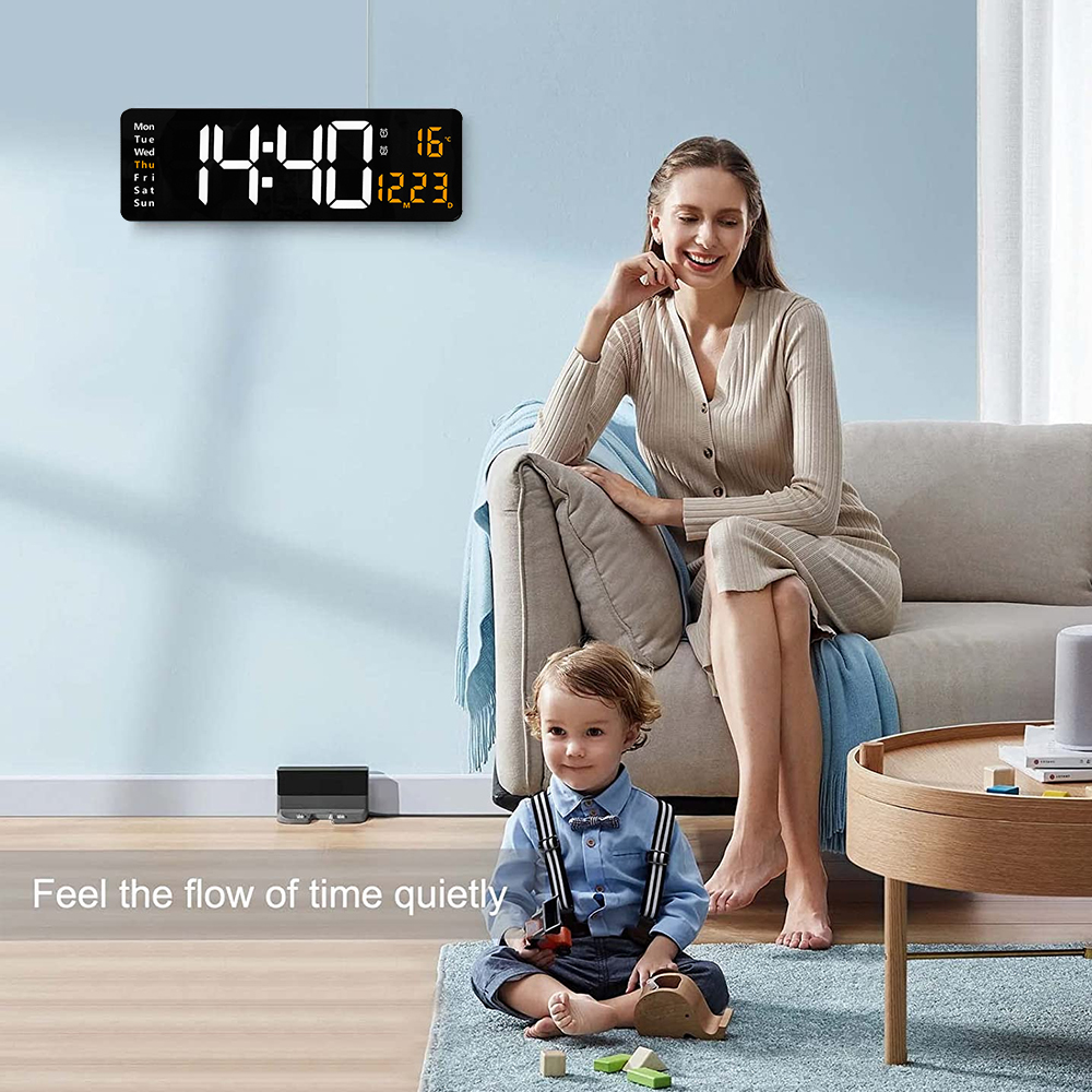 16inch Wall Mounted Digital Wall Clock Remote Control Temp Date Week Display Power Off Memory Table Clock Dual Alarms 16inch Wall Mounted Digital Wall Clock Remote Control Temp Date Week Display Power Off Memory Table Clock Dual Alarms