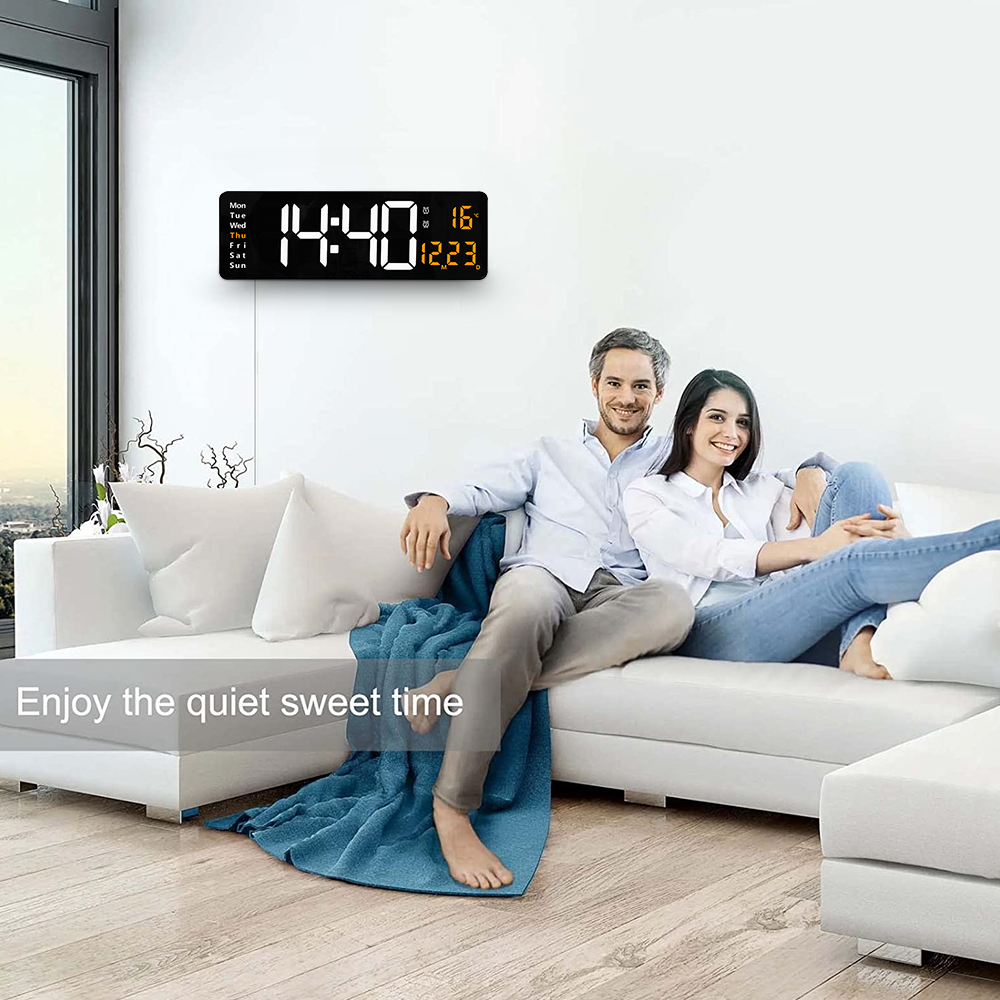 16inch Wall Mounted Digital Wall Clock Remote Control Temp Date Week Display Power Off Memory Table Clock Dual Alarms 16inch Wall Mounted Digital Wall Clock Remote Control Temp Date Week Display Power Off Memory Table Clock Dual Alarms