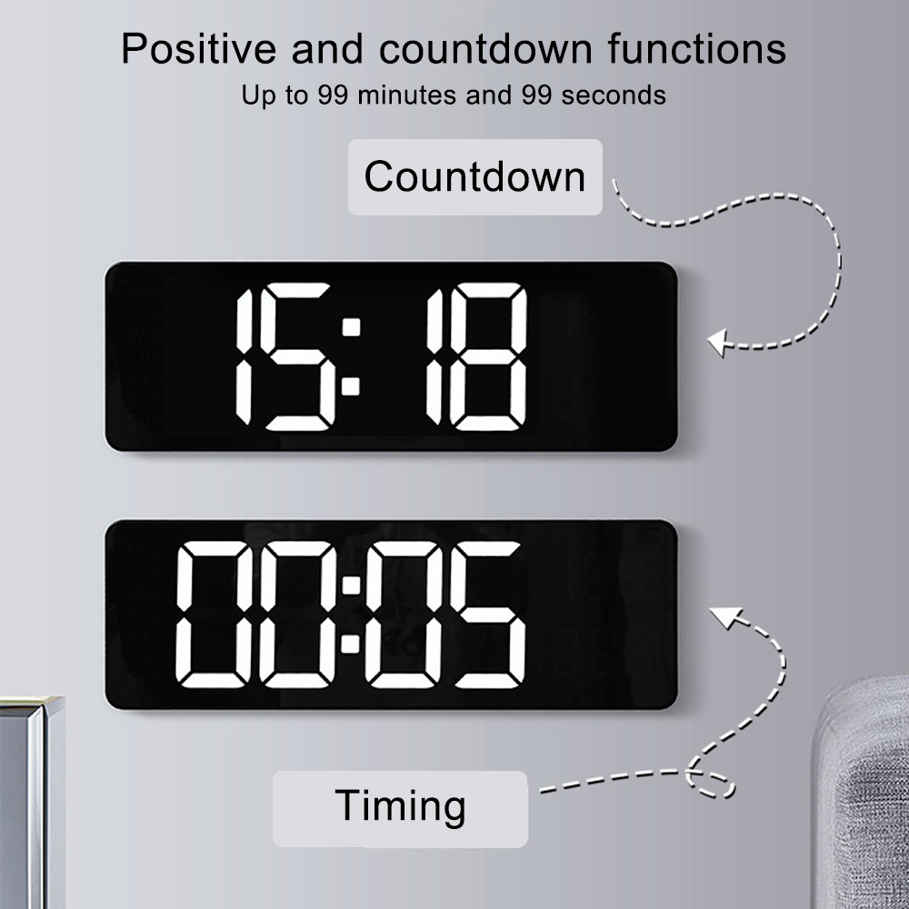 16inch Wall Mounted Digital Wall Clock Remote Control Temp Date Week Display Power Off Memory Table Clock Dual Alarms 16inch Wall Mounted Digital Wall Clock Remote Control Temp Date Week Display Power Off Memory Table Clock Dual Alarms