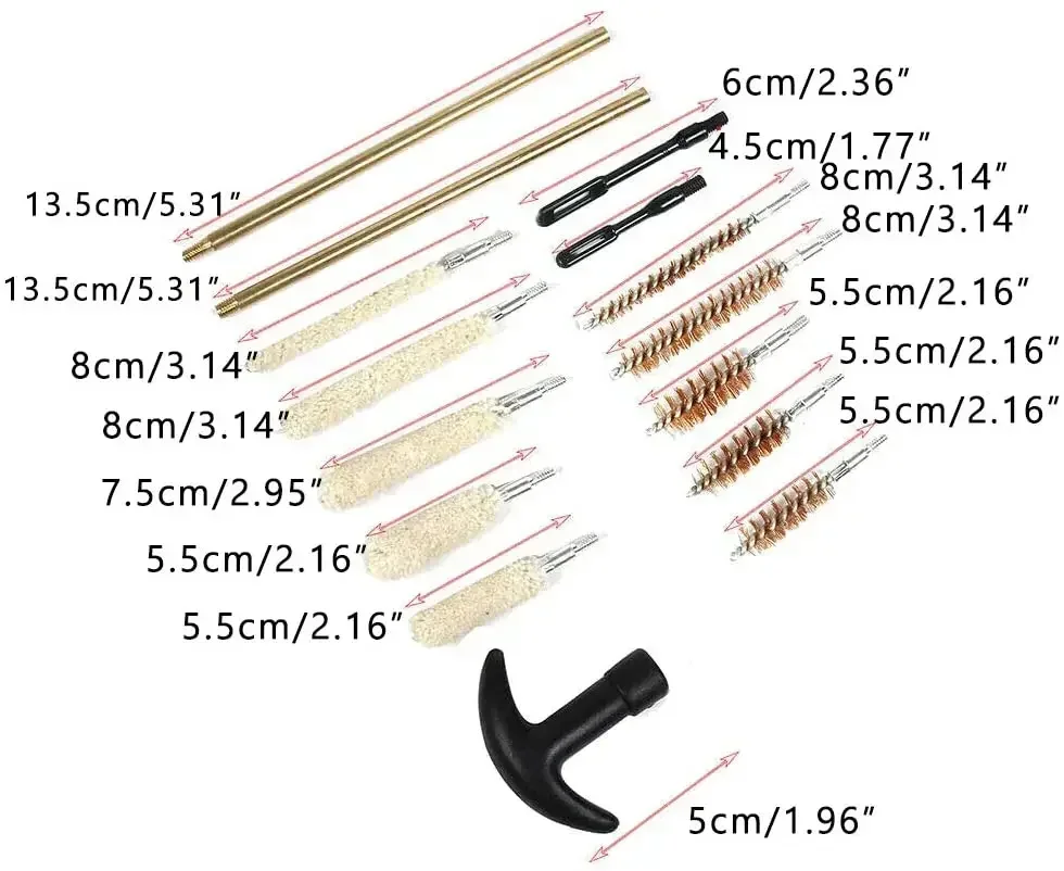 16Pcs/set Tactical Gun Cleaning Kit Universal Handgun Pistol Brass Rod Caliber Barrel Cleaning Kit