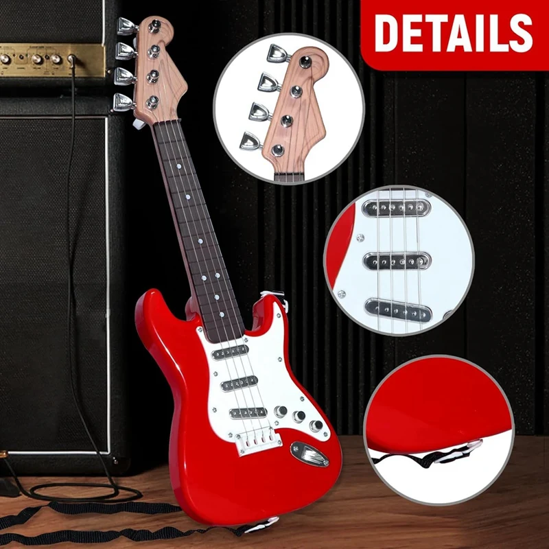 17In Guitar Toy For Kids, 4 Strings Electric Guitar Musical Instruments For Children, Portable Electronic Instrument Toy