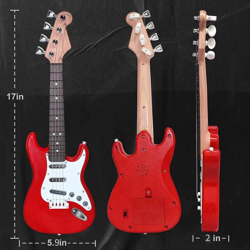 17In Guitar Toy For Kids, 4 Strings Electric Guitar Musical Instruments For Children, Portable Electronic Instrument Toy