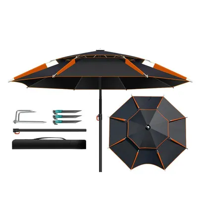 1.8-2.6M Parasol Fishing Umbrella Double-Layer Outdoor Sun Protection Camping Umbrella Waterproof Shade Umbrella Beach