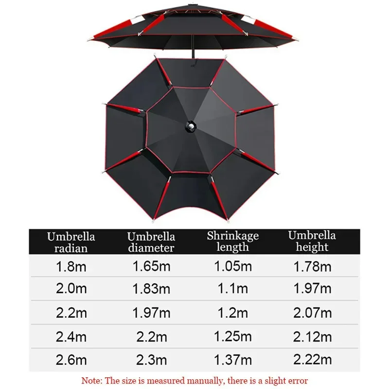 1.8-2.6M Parasol Fishing Umbrella Double-Layer Outdoor Sun Protection Camping Umbrella Waterproof Shade Umbrella Beach