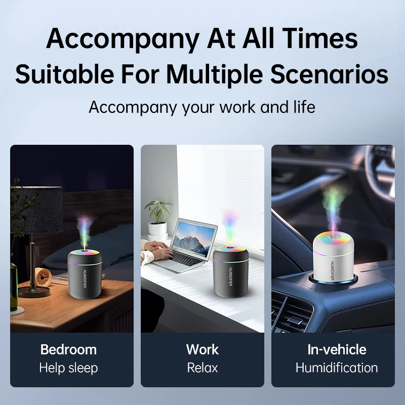 180ML Mini Air Humidifier USB Electric Aroma Diffuser Essential Oil Purifier Aromatherapy Mist Maker Lights For Car