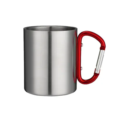 180ml Stainless Steel Cup For Camping Traveling Outdoor Cup with Handle Carabiner Climbing Backpacking Hiking Portable