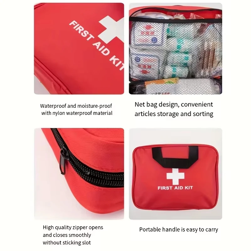184pcs First Aid Kit, Multi-purpose Emergency Medical Supplies Portable Medical Bag, For Outdoor Hiking, Camping And