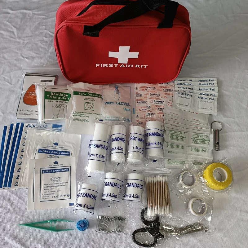 184pcs First Aid Kit, Multi-purpose Emergency Medical Supplies Portable Medical Bag, For Outdoor Hiking, Camping And