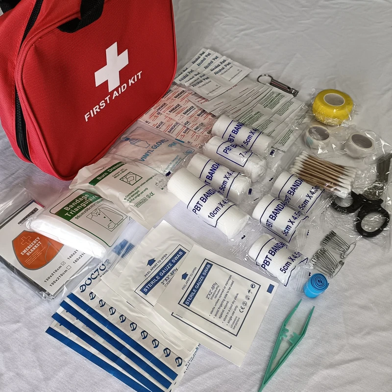 184pcs First Aid Kit, Multi-purpose Emergency Medical Supplies Portable Medical Bag, For Outdoor Hiking, Camping And