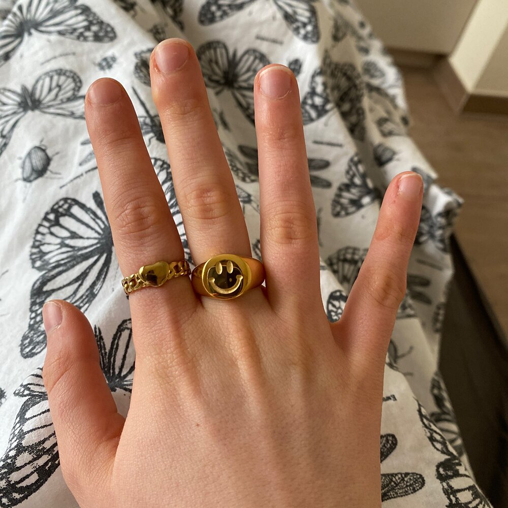 18K Gold Plated Ladies Smiley Face Ring 18K Gold Plated Ladies Smiley Face Ring