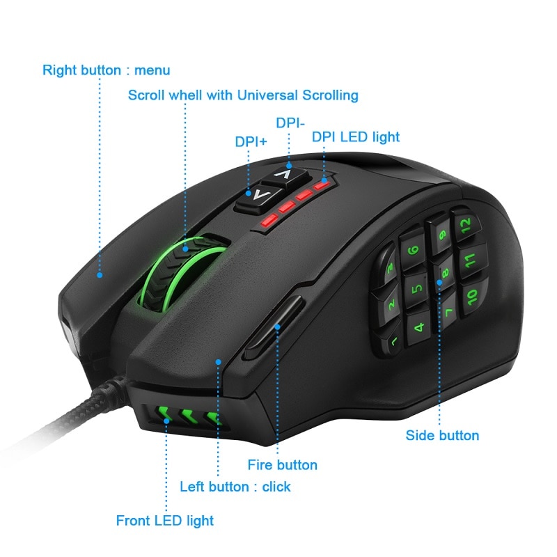 19 Buttons Gaming Mice USB Design 19 Buttons Gaming Mice USB Design
