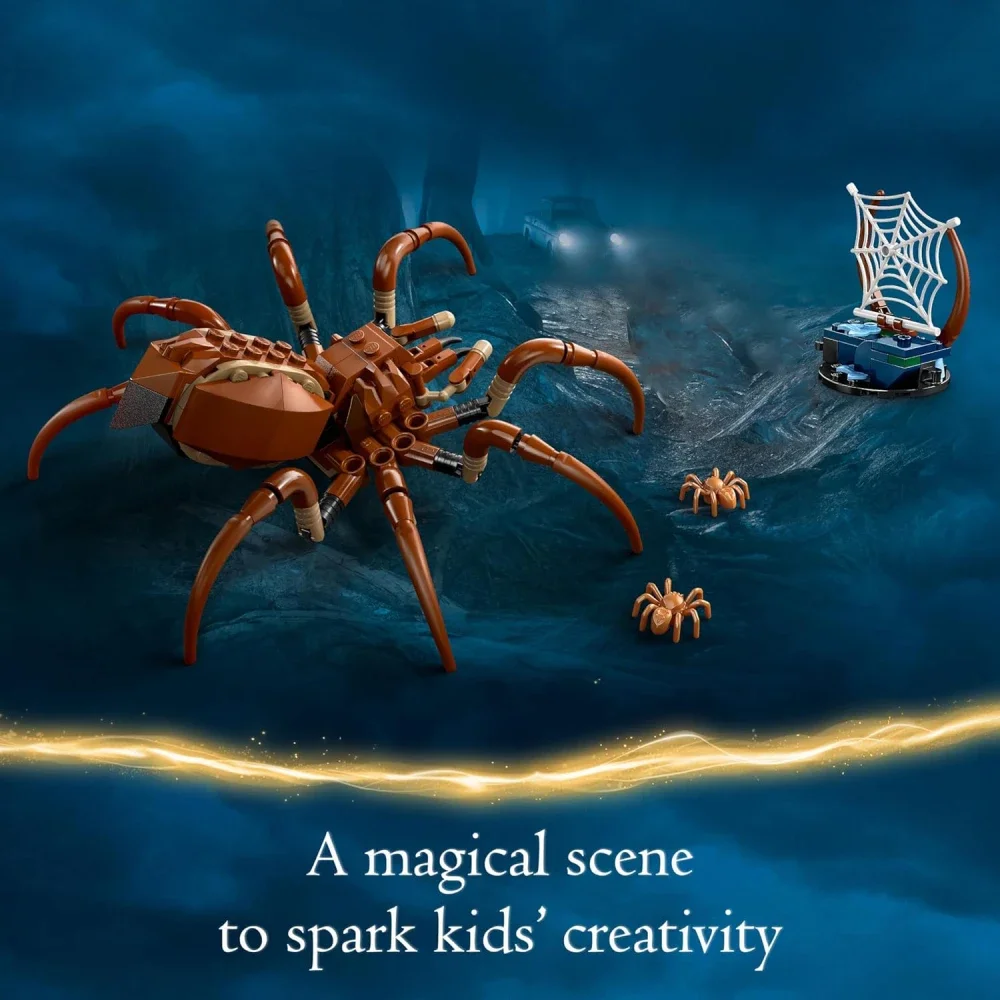 195pcs Biological in The Forbidden Forest – Set with Spiders – Magical Creatures Figurines – 2 Character Minifigures
