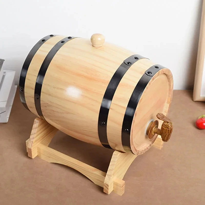 1L/1.5L/3L Wood Wine Barrel Vintage Oak Beer Brewing Accessories Whiskey Storage Container Home Decoration Wine Bar