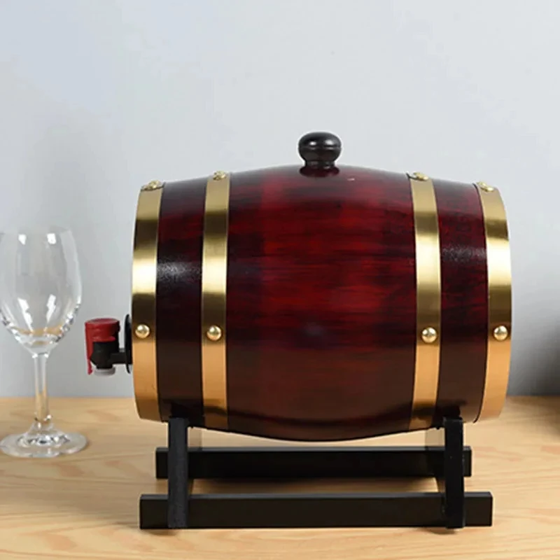1L/1.5L/3L Wood Wine Barrel Vintage Oak Beer Brewing Accessories Whiskey Storage Container Home Decoration Wine Bar