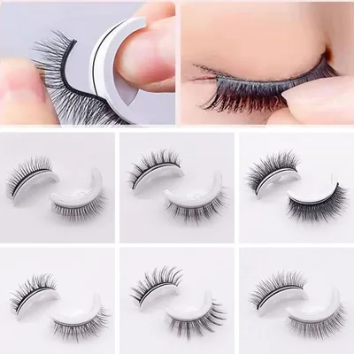 1Pair Reusable Self Adhesive False Eyelashes 3D Mink Lashes Glue-free Eyelash Extension 3 Seconds to Wear No Glue