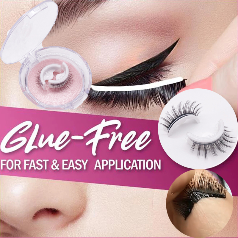 1Pair Reusable Self Adhesive False Eyelashes 3D Mink Lashes Glue-free Eyelash Extension 3 Seconds to Wear No Glue
