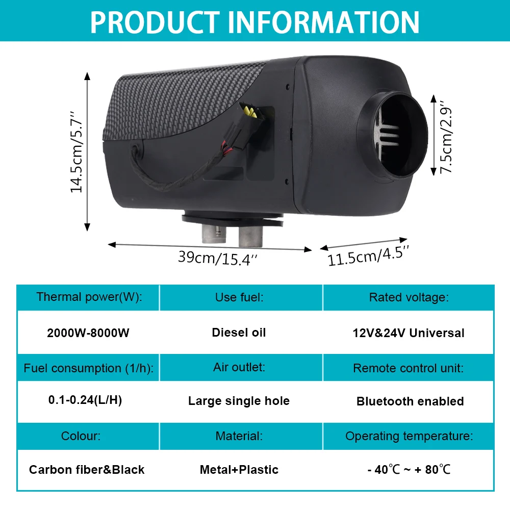 2-8KW 12V and 24V Split machine Diesel Heater bluetooth Remote Control Automatic Altitude Adjustment for RV Trailer