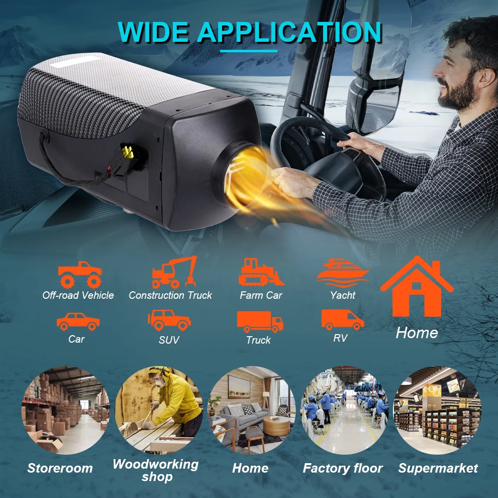 2-8KW 12V and 24V Split machine Diesel Heater bluetooth Remote Control Automatic Altitude Adjustment for RV Trailer