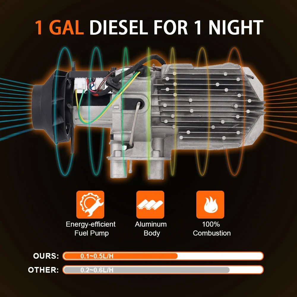 2-8KW 12V and 24V Split machine Diesel Heater bluetooth Remote Control Automatic Altitude Adjustment for RV Trailer