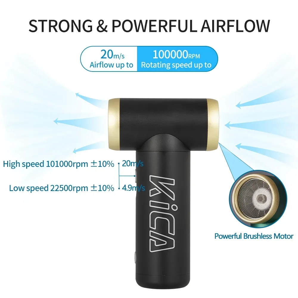 2 Compresse Air Duster Electric Air Dust Blower KICA Jet Fan 2 Portable Cordless Computer Keyboard Cleaner 100000RPM