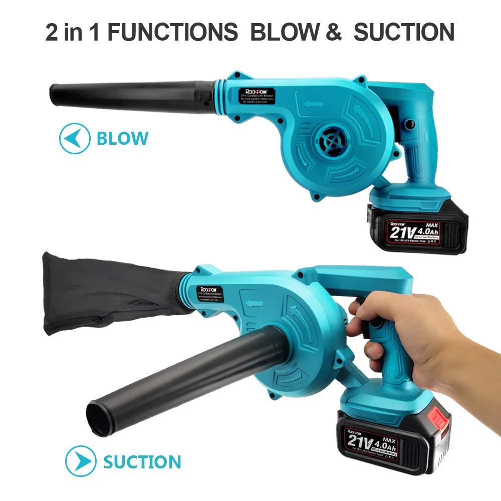 2 in 1 21V Cordless Electric Air Blower and Suction Leaf Computer Dust Cleaner Collector Power Tools