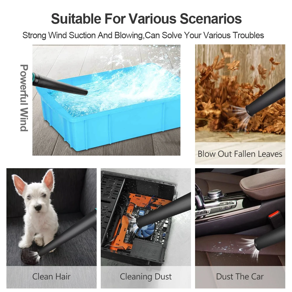 2 in 1 21V Cordless Electric Air Blower and Suction Leaf Computer Dust Cleaner Collector Power Tools