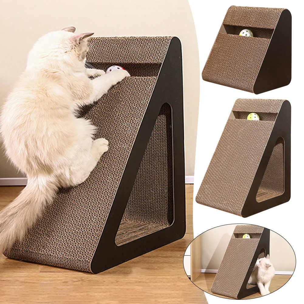 2 In 1 Cat Scratcher Cardboard Triangles Shaped With Spinnings Balls Sturdy Anti-Scratch Relieves Cat Stress Toy For 2 In 1 Cat Scratcher Cardboard Triangles Shaped With Spinnings Balls Sturdy Anti-Scratch Relieves Cat Stress Toy For