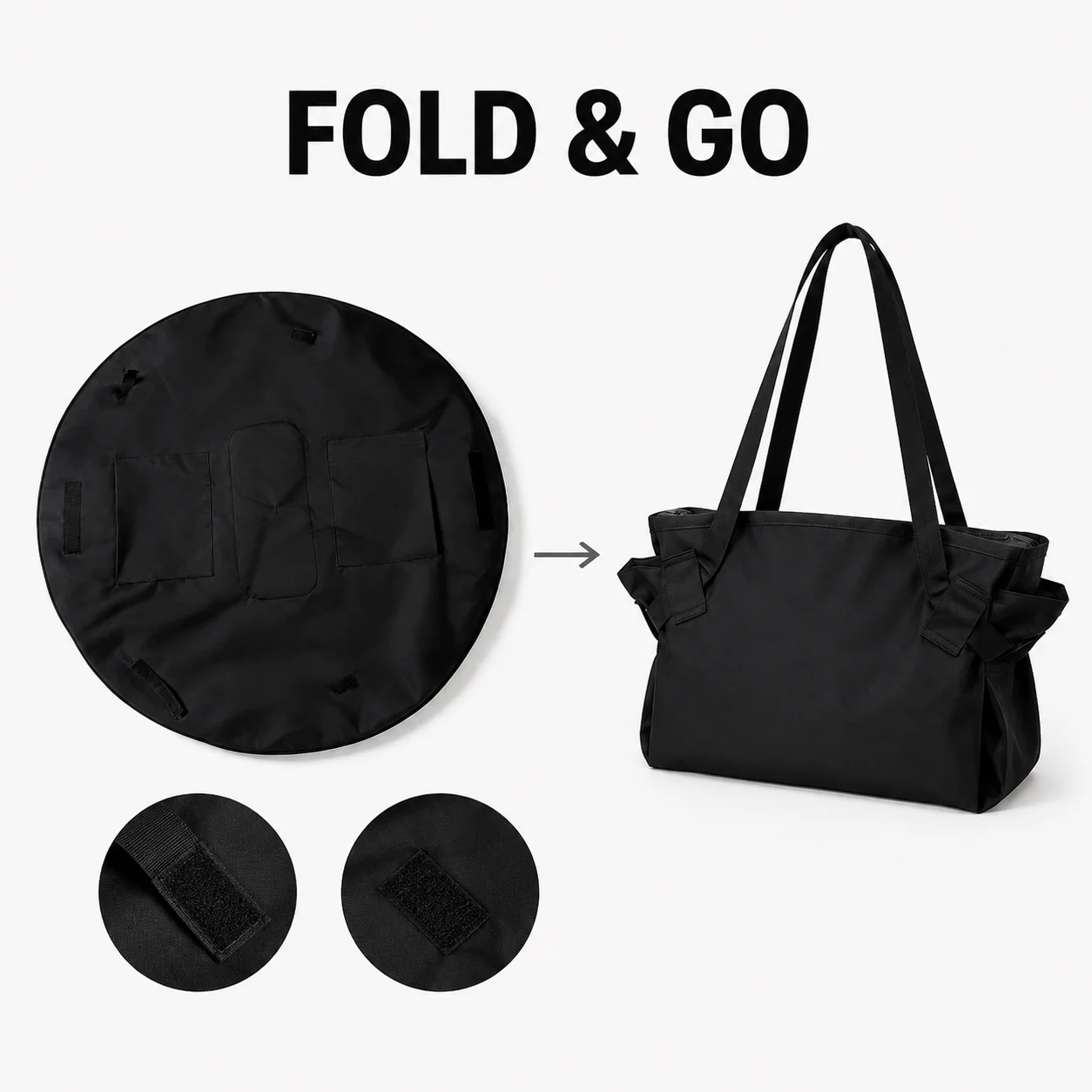 2 in 1 Convertible Picnic Mat Tote Bag 100cm Round Outdoor Blanket Large Capacity Shoulder Bag for Camping Beach Park