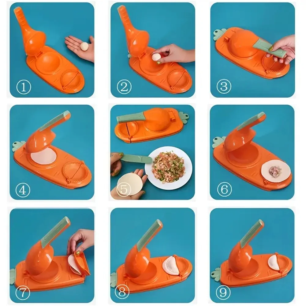 2-in-1 Dumpling Maker Machine Easy Dumpling Press for Beginners Manual Dough Press for Making Perfect Dumplings Kitchen
