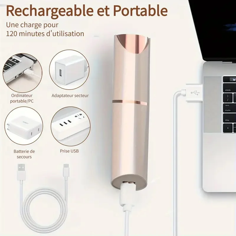 2-in-1 Facial and Eyebrow Trimmer, USB Charging Hair Removal Device, Women's Lipstick Shaver, Suitable for Face, Lips