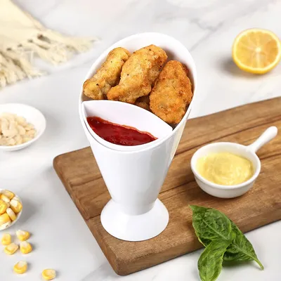 2 in 1 French Fry Cone Dip Cup Two Cup Mouth French Fries Shelf Holder Assorted Sauce French Fry Sauce Serving Cup 2 in 1 French Fry Cone Dip Cup Two Cup Mouth French Fries Shelf Holder Assorted Sauce French Fry Sauce Serving Cup