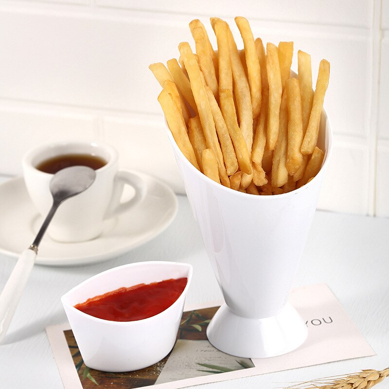 2 in 1 French Fry Cone Dip Cup Two Cup Mouth French Fries Shelf Holder Assorted Sauce French Fry Sauce Serving Cup 2 in 1 French Fry Cone Dip Cup Two Cup Mouth French Fries Shelf Holder Assorted Sauce French Fry Sauce Serving Cup
