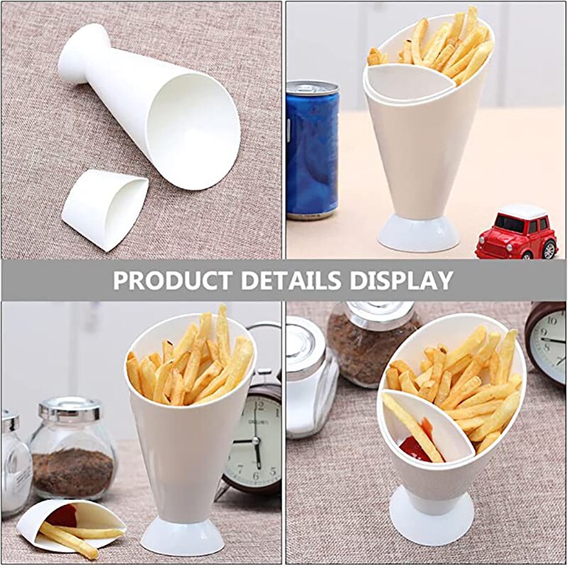 2 in 1 French Fry Cone Dip Cup Two Cup Mouth French Fries Shelf Holder Assorted Sauce French Fry Sauce Serving Cup 2 in 1 French Fry Cone Dip Cup Two Cup Mouth French Fries Shelf Holder Assorted Sauce French Fry Sauce Serving Cup