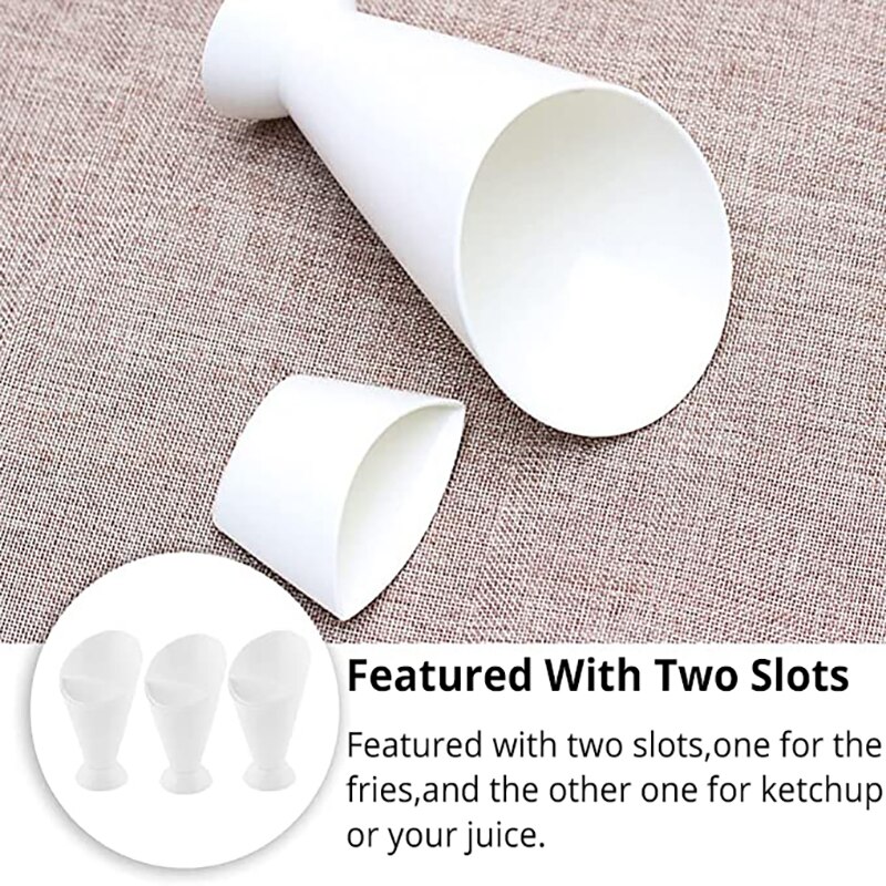 2 in 1 French Fry Cone Dip Cup Two Cup Mouth French Fries Shelf Holder Assorted Sauce French Fry Sauce Serving Cup 2 in 1 French Fry Cone Dip Cup Two Cup Mouth French Fries Shelf Holder Assorted Sauce French Fry Sauce Serving Cup
