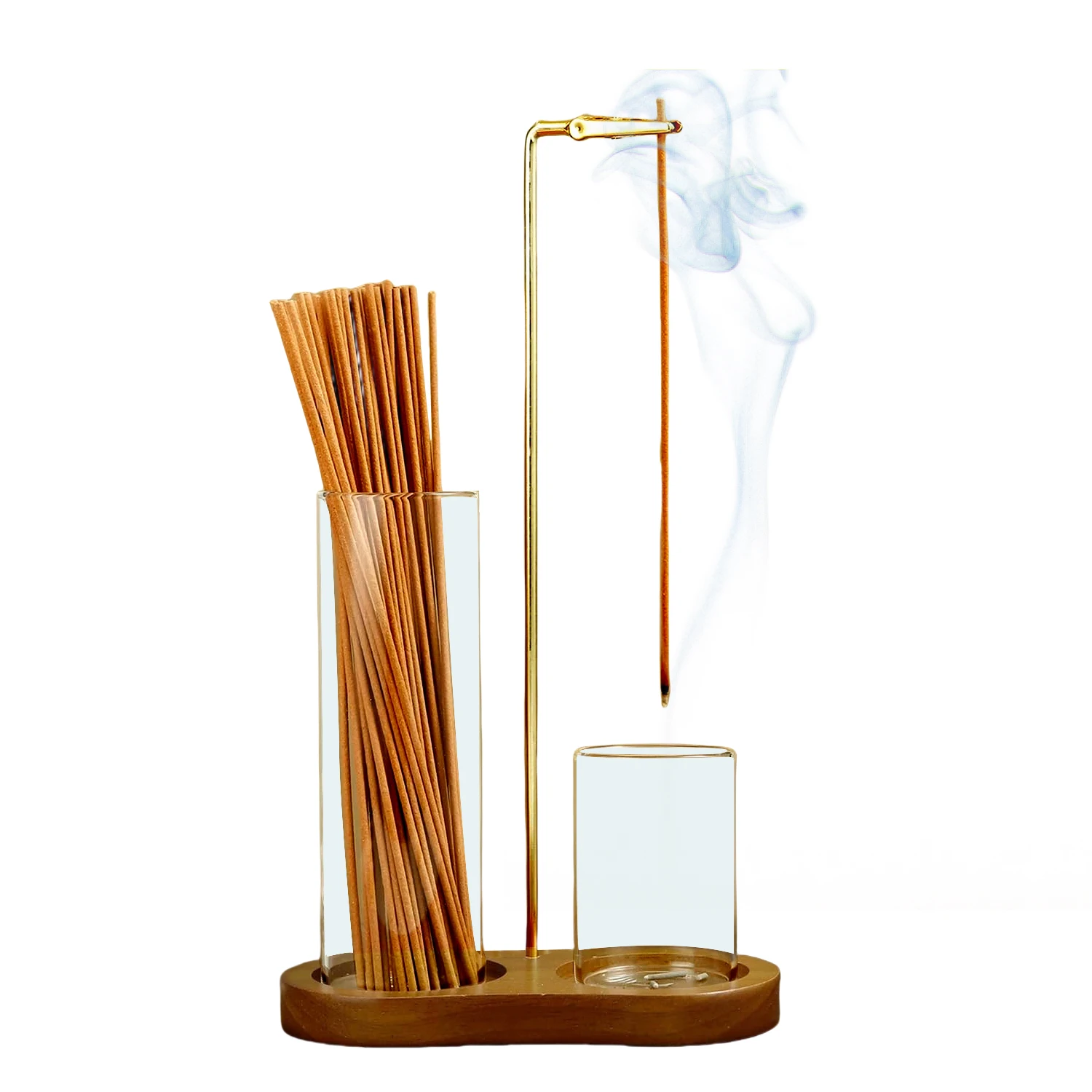2 in 1 Incense Holder for Sticks Anti-Ash Flying Incense Burne with Glass Ash Catcher and Sticks Organizer for