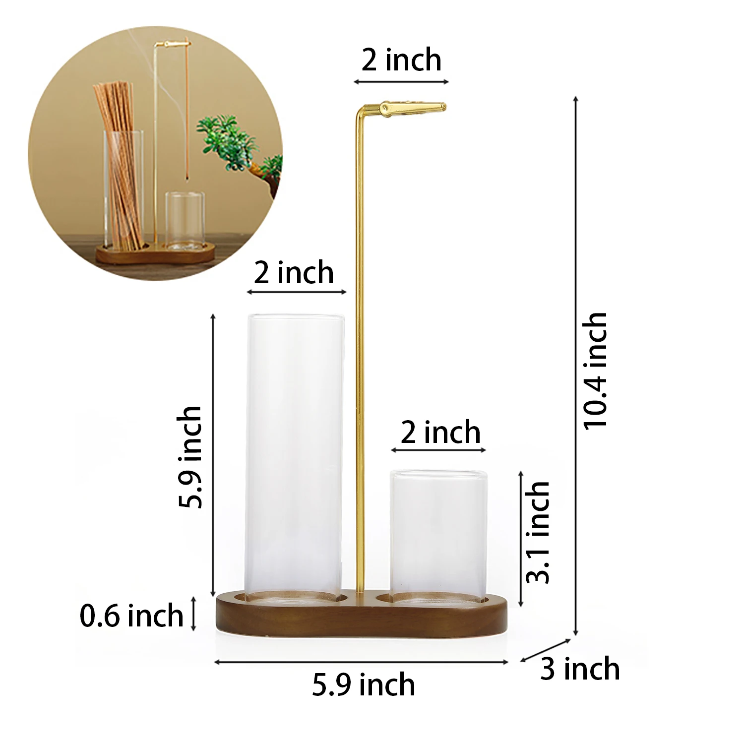 2 in 1 Incense Holder for Sticks Anti-Ash Flying Incense Burne with Glass Ash Catcher and Sticks Organizer for