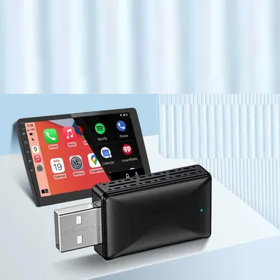 2 in 1 Mini AI Box Wired to Wireless Carplay and Android Auto Compatible with all Cars Plug and Play Smart Dongle