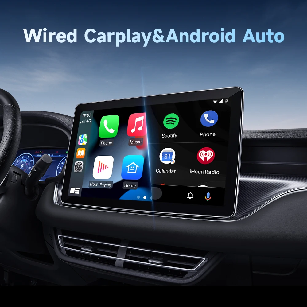 2 in 1 Mini AI Box Wired to Wireless Carplay and Android Auto Compatible with all Cars Plug and Play Smart Dongle