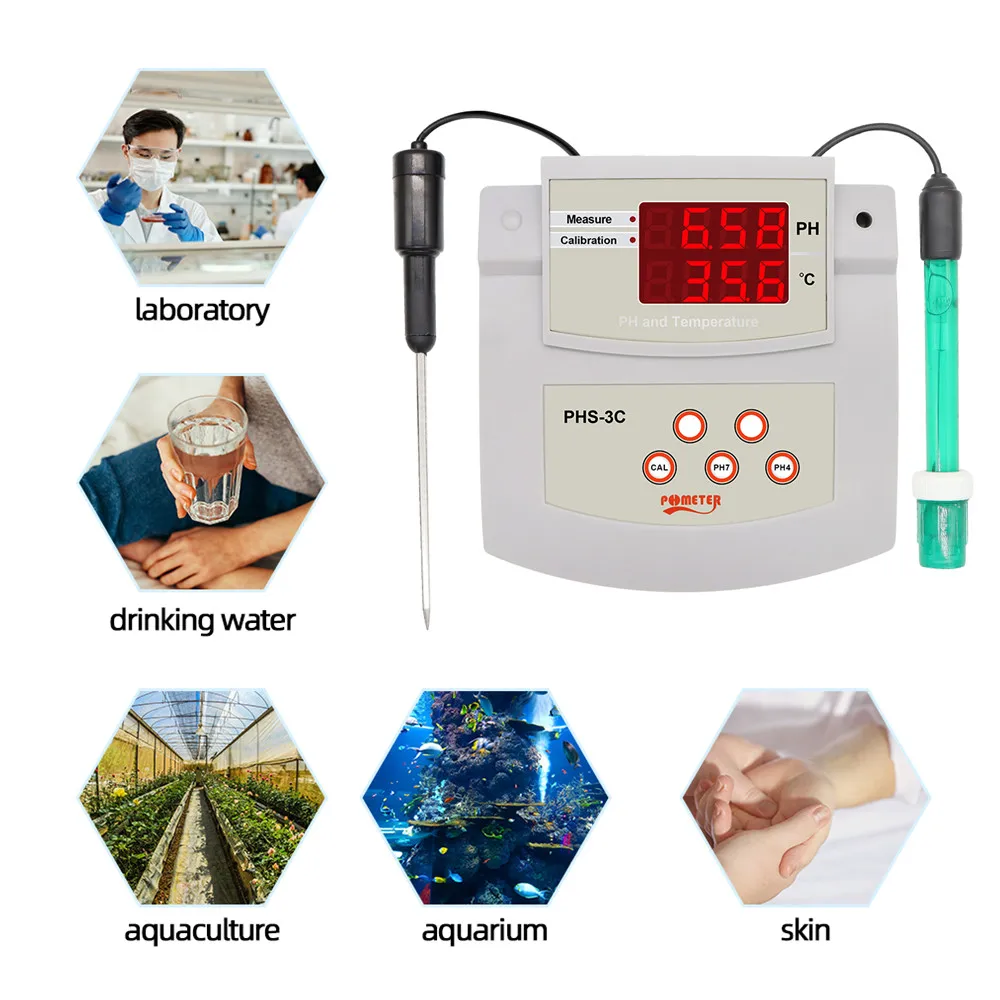 2 In 1 PH/Temp PH Tester Water Quality Analyzer Desktop Automatic Calibration Acidity Meter for Laboratory Aquarium 2 In 1 PH/Temp PH Tester Water Quality Analyzer Desktop Automatic Calibration Acidity Meter for Laboratory Aquarium