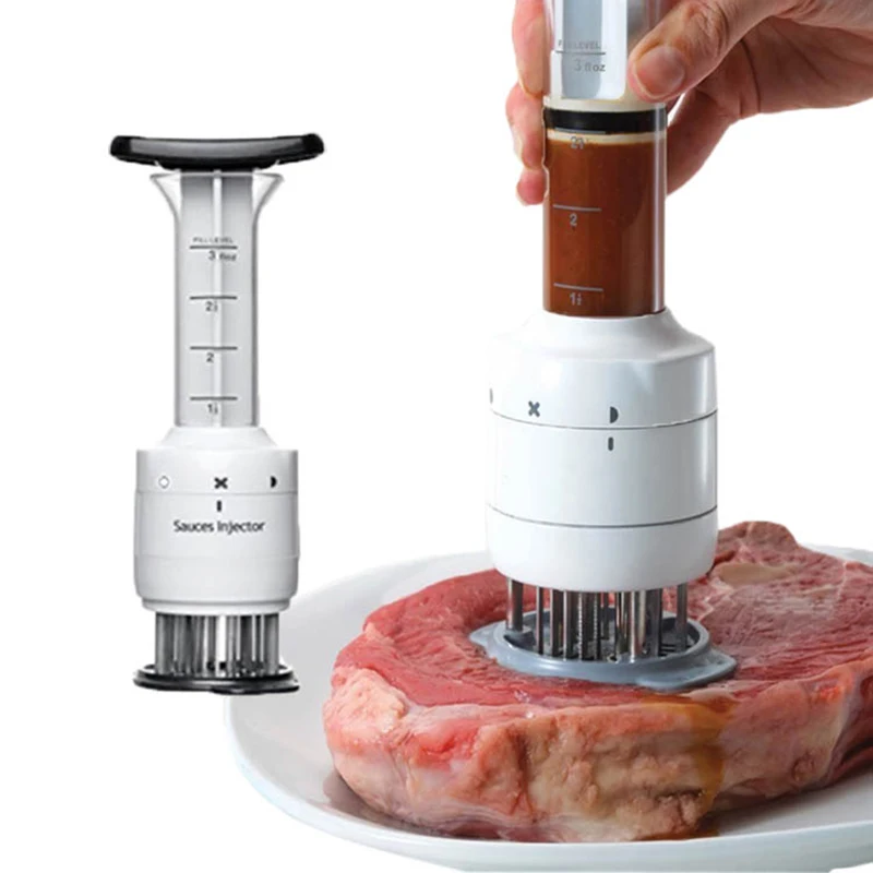 2-in-1 Professional Meat Tenderizer Marinade Injector BBQ Meat Steak Beef Sauce Tenderizer with Stainless Steel Needle 2-in-1 Professional Meat Tenderizer Marinade Injector BBQ Meat Steak Beef Sauce Tenderizer with Stainless Steel Needle